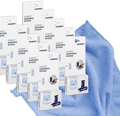 Geberit Sticks 244.600.00.1, 10er Set a 8 Sticks, für Duofresh Einwurfschacht, Wasserkastensticks - inklusive Mikrofasertuch by kör4u - Made in Germany