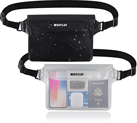 WONSAR 2 Stück wasserdichte Tasche mit Verstellbarem Gurt, Wasserdichter Beutel, Unterwasser handyhülle, wasserdichte Bauchtasche für Wassersport, Strand, Schwimmen, Bootsfahrten usw