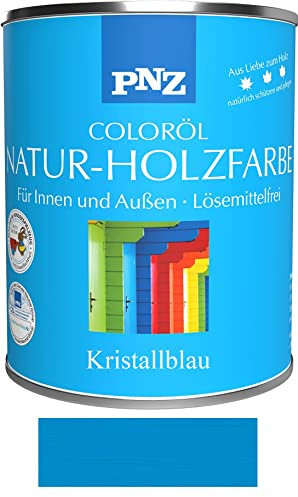 PNZ Natur-Holzfarbe Coloröl Holzschutz von Gartenwelt Riegelsberger Holzlasur UV-Schutz Premiumklasse Kristallblau 0,75 Liter
