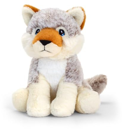 Deluxe Paws Keel Toys KEELECO – Plüschtier 100% recycelt – Ökologisches Spielzeug für Kinder – Plüschtier Wolf 18 cm – SE1034