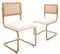 CangLong Esszimmerstühle 2er-Set Küchenstühle mit Rattanrückenlehne, Vlies-Polsterung Schwingstuhl für Esszimmer, Küche, Wohnzimmer, Creme