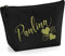 Personalisiert Name Initialen Herz Wirbel Kosmetiktasche Damen Schminktasche für Handtasche Makeup Tasche - Glitter oder Flocke Material Druck - Gold Glitter - L | Schwarz