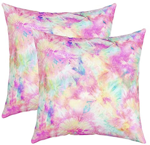 Kinder Tie Dye Kissenbezüge, Bohemian Batik Kissenbezüge für Schlafzimmer Wohnzimmer, Boho Psychedelic Throw Kissenbezüge, Trippy Tattoo Aquarell Dekorative Kissenbezüge,40x40 Set von 2
