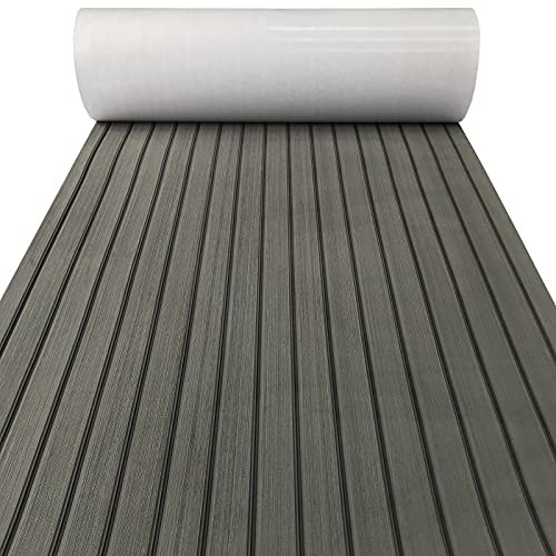 KXKZREN Boat Flooring EVA Foam Decking Sheet Faux Teak Marine Carpet Non-Slip Self-Adhesive Flooring Deck Mat for Boat Pontoon Motorboat RV Yacht Kayak Cooler Tops,240x112/90/41cm Available
