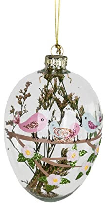 Osterdekoration Osterstrauss Osterschmuck Hänger Osterei Frühlingszeit Motiv: Vögel Ei 9cm Dekoanhänger - Osterschmuck