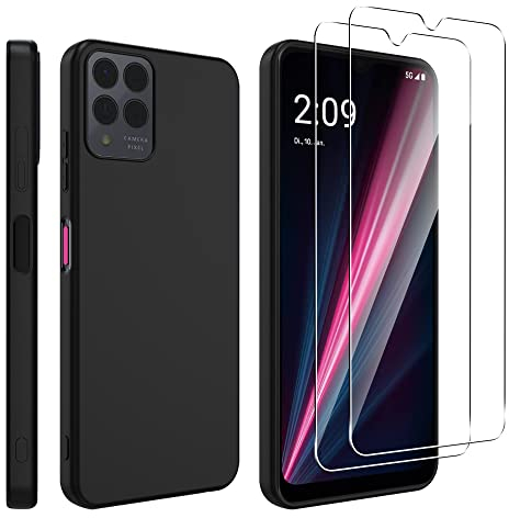 Lemxiee Cases für Telekom T-Phone Pro 5G Handyhülle +[2 Stück] Schutzfolie für Telekom T Phone Pro Panzerglas,Weiche Silikon-Telefonhülle [Anti-Scratch] [Ultra Thin] [Stoßfest]- Schwarz