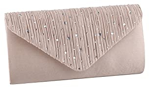 CORIOS Damen Abendtasche Glitter Strass Clutch Tasche Envelope Henkeltasche Glänzend Umhängetasche Glitzer Hochzeit Brautbörse Elegante Schultertasche für Hochzeit Abschlussball Bankett-Party Aprikose