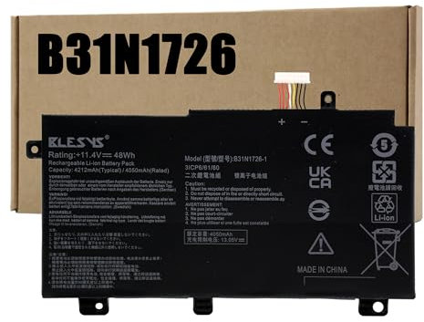 BLESYS B31N1726 Batería portátil para ASUS TUF Gaming FX504G FX504 FX504GD FX504GE FX504GM fx504gd-dm883 B31N1726-1 B31BN91 [Cable Corto] 11,4V 48Wh