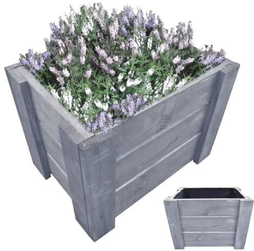 YOURSGARTEN Vasi in legno da giardino Vaso da fiori | Fiorieria in legno| Vasi per fiori in legno (GRIGIO)- 40x30x30cm