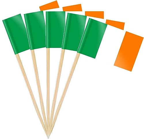 50 Stück * Flaggenpicker + Zahnstocher * für Party und Länderparty | Flag Picks Deko Dekoration Partydeko Fahne Flaggen Länder (Irland)