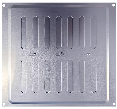 Aluminium Louvre Air Vent Air Grill Used for Ventilation Satin Anodised Chrome Flush Grille Cover (9x9 (225mm x 225mm) Adjustable)