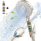 SR SUN RISE Filtered Shower Head with Handheld, High Pressure 9 Spray Mode Brushed Nickel Showerhead with Filters, Detachable Shower Head,Water Softener Filters Beads for Hard Water - Remove Chlorine