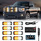 8x24 LED Grill Grille Strobe Warning Lights w/Digital Display Controller, Amber/White Surface Mount Emergency Hazard Traffic Advisor Safety Lightbar, 18 Flashing Modes for Trucks, Cars and Vehicles