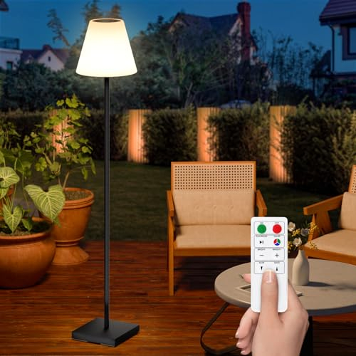 Postlucky Solar Stehlampe Outdoor Stehlampe mit Lichtsensor Dimmbar Warmweiß und RGB Akku Stehlampe Kabellos 2-in-1 Aufladbar LED Stehlampe Outdoor Wasserdicht für Außen Garten Terrassen (Quadrat)