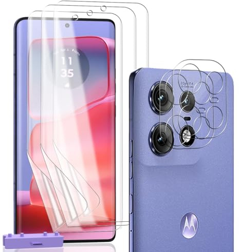 Zerrshoo Protector de Pantalla para Motorola Moto Edge 50 Pro, HD Película Protectora 3 Piezas y Cristal Templado Protector Cámara 2 Piezas, Antiarañazos, Cobertura Completo, Instalación Fácil
