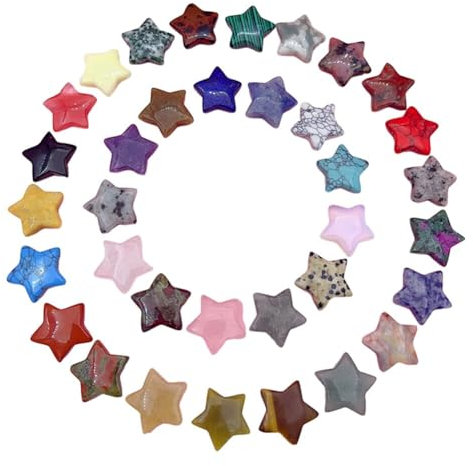 20 Stück Kristalle Steine Set Klein Sternform Stein Sternkristall Bunte Kristall Steine Heilung Kristall Edelsteine Set Poliert NatüRliche Glückssteine für Kristalltherapie Meditation Yoga Chakra