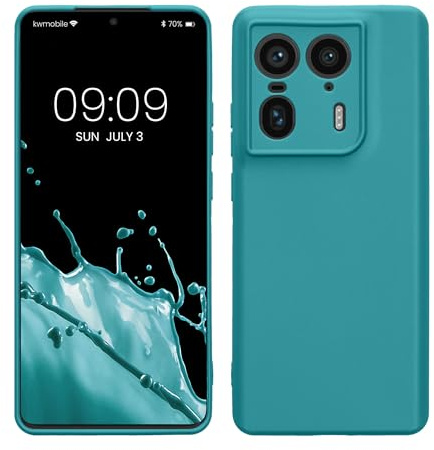 kwmobile Handyhülle für Motorola Edge 50 Ultra Hülle - weiches Handy Silikon Case - Schutzhülle Cover - Petrol matt