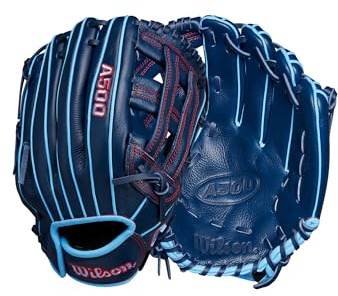 Wilson A500 12 Infield Youth Baseball Glove - Left Hand Throw, Navy/Blue/Red