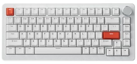 DrunkDeer A75 Pro Rapid Trigger Mechanische Gaming-Tastatur, leiser Magnetschalter, verstellbare Betätigung, PBT-Tastenkappe, Cherry Profil, RGB 75 %, 82 Tasten, ANSI, verdrahtet mit Knauf, Weiß