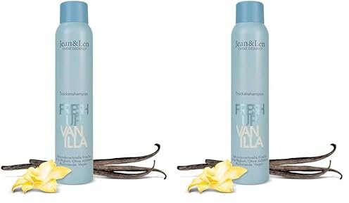Jean & Len Trockenshampoo Fresh Up Vanilla, leicht auszubürsten, schenkt dem Haar extra Griffigkeit, mit sofort Frische-Effekt, mit Vanille-Mandel-Duft, ohne Parabene & Silikone, vegan, 200 ml
