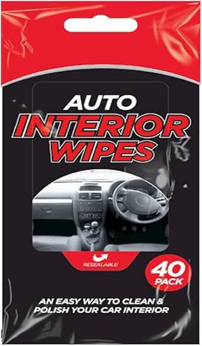 Car Dash Wipes, 40 Pack Highly Absorbent Shine Wipe for Interior Cleaning - Streak & Scratch Free Dashboard Pads With Gloss Finish