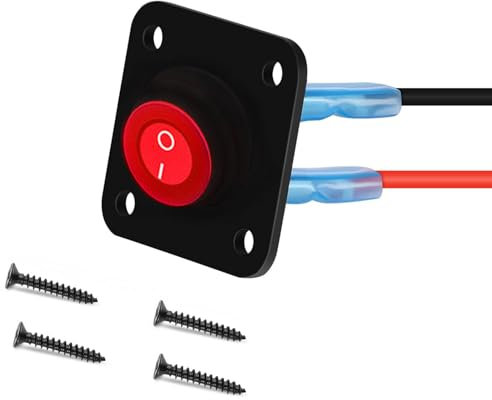 RUNCCI-YUN 12V-24V interrupteur a bascule, LED Interrupteur à Bascule Rond,1Gangs,Étanche DC12V-24V 20A SPST Rond Panneau de commutation 12V pour Voiture, Camion, Voitures de Course, Marine(rouge)