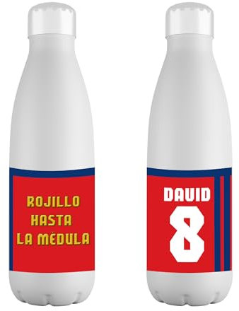 Mookase Botella Personalizada del Osasuna con Nombre - Botella del Osasuna - Botella de Acero Inoxidable 700 ml - Botellas Equipo de Futbol - Regalo Original - Botella para niño y niña