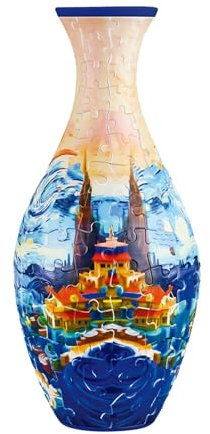 Puzzle Vases, Vase For Flowers Arrangements, Unique Puzzle Flower Vase With Removable Water Cup, Made By 160 Curved Puzzle