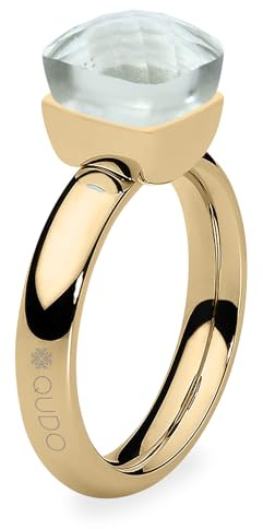 Qudo Firenze white topaz gold farbener Ring mit weißem Stein