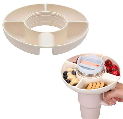 Daryunk Snack Tray for Stanley Cup 40oz, Reusable Tray with 4 Compartments, Compatible with Stanley Cup Accessories, for Candy/Nuts Platter, Popcorn