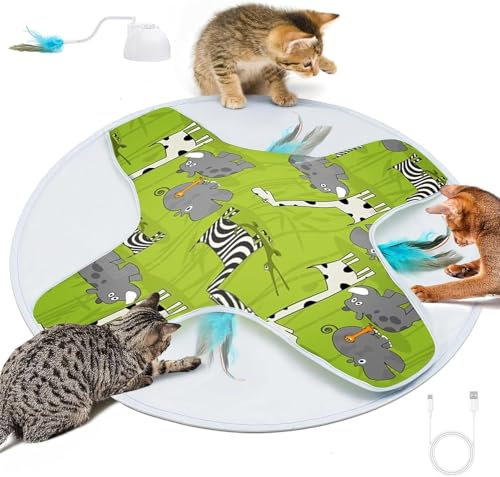 LONGJUMP Juguetes para gatos, juguetes para gatos de interior, plumas ocultas en movimiento, juguetes interactivos para gatos adultos aburridos de interior, activado por movimiento, recargable por USB