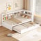 xixiworkshop Ausziehbett 90x200cm Bunk Bett mit Stauraum und USB-Steckdose Mehreren Ablagefächern Gästebett Doppelbett mit Stauschrank/Lattenrost/Einzelbett, Ohne Matratze, Weiß