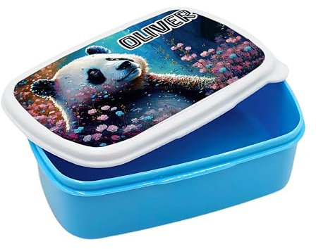 Personalised Panda Custom Name Art – Animal-Themed Gift for Kids, Nature Lovers & Wildlife Fans, Bento Box, Food Box, Lunch Box. (Blue)