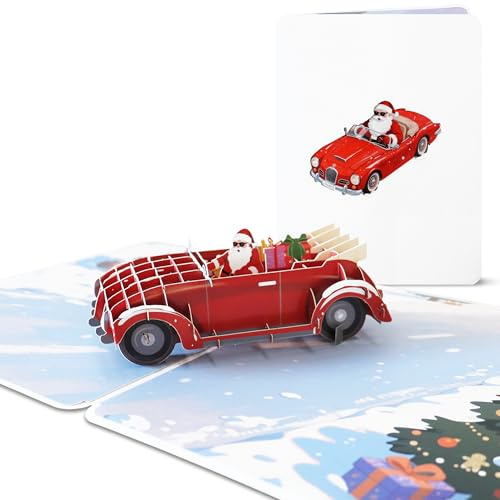 BIROYAL Weihnachtskarte 3D 2027 mit Umschlag - Pop Up Karte Weihnachten - Pop Up Weihnachtsmann - Christmas Card - Gutschein Weihnachten, Weihnachtsgeschenke für Frauen, Kinder, Freunde & Familie