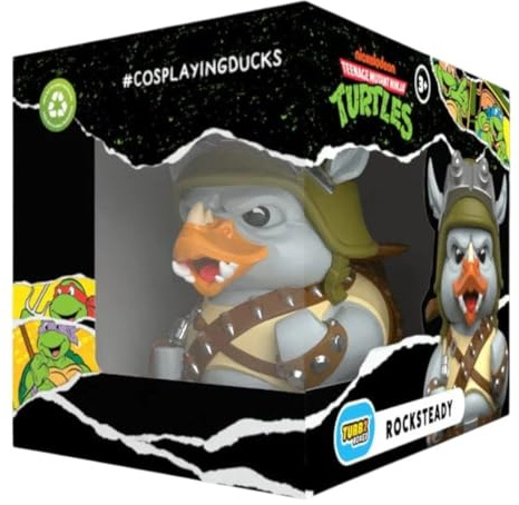 TUBBZ TMNT - Rocksteady Mutant Rhino – Boxed-Sammelfigur, 9 cm | Offiziell lizenzierte TMNT Vinylfigur – in Sammlerbox, ideal zum Sammeln, Ausstellen und Verschenken