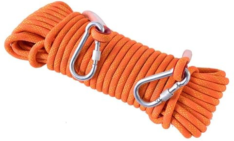 Corda da arrampicata da 12 mm, 15 m, 30 m, 60 m, 120 m, 200 m, con 2 ganci in acciaio, corda da arrampicata statica