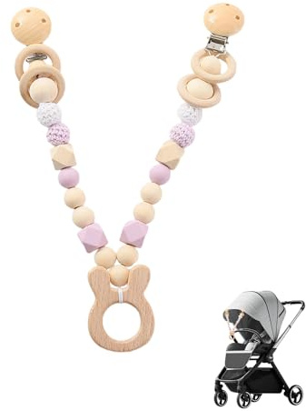 Kinderwagenkette Mädchen Junge,Kette Kinderwagen Spielzeug,Holz Kinderwagenkette Little Dutch,Mobile Kinderwagen Kette für Babys,Spielkette Babyschale Zubehör,Aufhängen Baby Wagenkette Babygeschenke