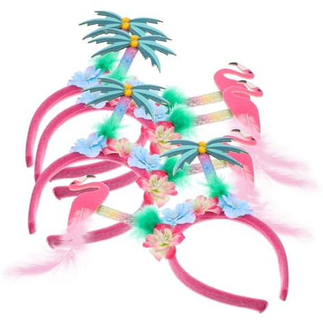 Garneck 4pcs Hawaiian Party Headbands Flamingo and Palm Tree Design Lightweight Hair Accessories for Luau Beach Celebration