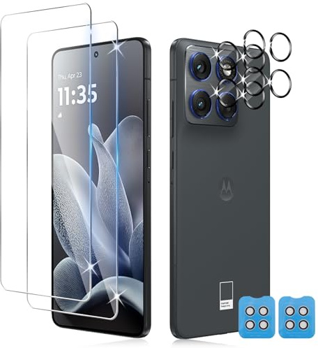 Liilaa Protector de Pantalla para Motorola Moto Edge 70, 2 Piezas Cristal Templado y 2 Piezas Protector de Lente de Cámara, Anti Arañazos Dureza 9H Vidrio Templado