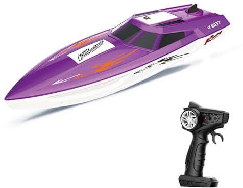 Aumotop Bateau Rapide télécommandé avec Deux Moteurs pour Piscines et Lacs, Longue Durée de Vie de la Batterie, Choix pour Les Enfants et Les Adultes, Bateau électrique Haute Vitesse 2,4 G (1