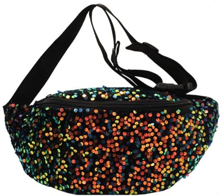 Bauchtasche Gürteltasche Pailletten Glitzer Gürteltasche Damen Herren Bauchtasche Pailletten Verstellbarer Gurt Hüfttasche Glänzende Umhängetasche Fanny Pack für Outdoor Party Festival (Bunt)