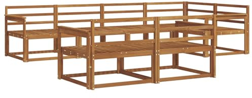 vidaXL Outdoor-Sofagarnitur 7 pcs Natur Massivholz Akazie, Sofa-Set aus Akazienholz, wetterfeste modulare Gartenmöbel, Outdoor Lounge, Flexibles Sectional-Sitzarrangement
