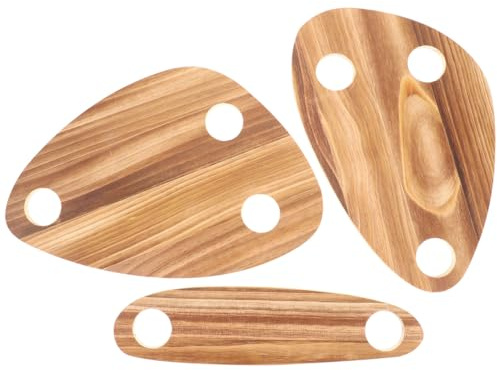 ULTECHNOVO 3pcs Wooden Bottle Serving Boards Wine Bottle Topper Trays with Ample Space for Dinnerware Mini Table Food Tray for Picnic and Event Serving Random Color