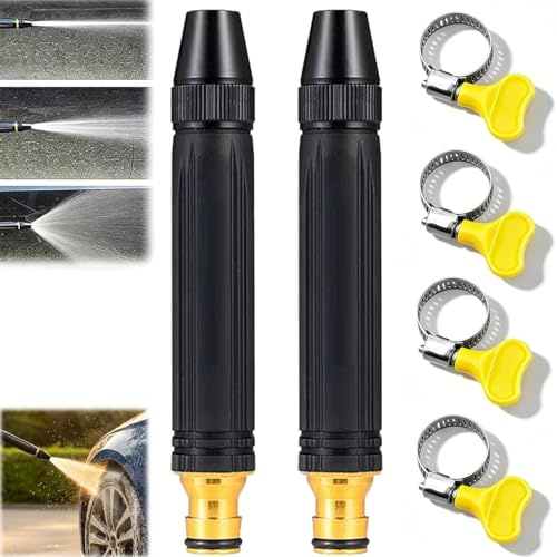 2PCS Embout de Buse D'arrosage Haute Pression, Buse Tuyau Haute Pression, Accessoire de pulvérisation réglable à main résistant, Accessoires Tuyaux D'arrosage Outils Nettoyage, pour pelouse