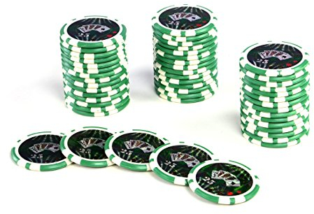 Nexos Trading 50 Poker-Chips Laser-Chips Ocean-Champion-CHIP Kanten abgerundet 12g Metallkern Poker Texas Hold`em Black Jack Roulette Token Jeton Wert 1-10000 wählbar (Wert 25)