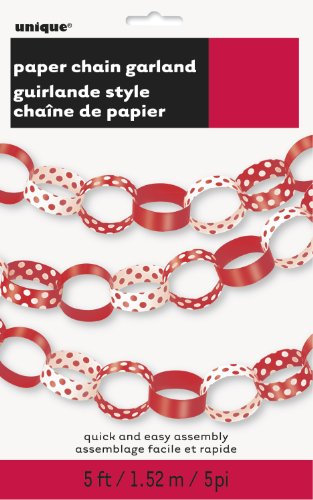 Unique Party 60402 - 5ft Red Polka Dot Paper Chain
