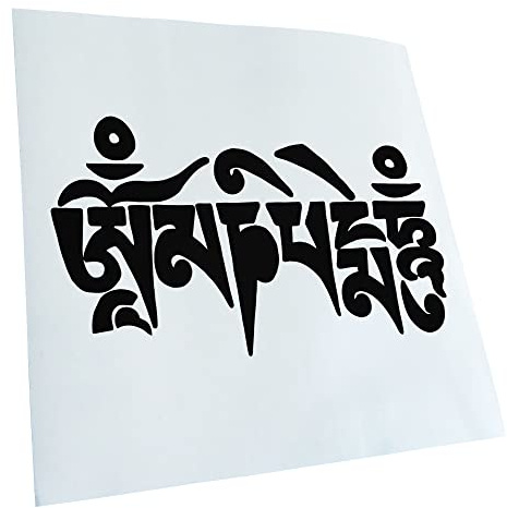 Kiwistar - Autoaufkleber - Schwarz - 17x10cm Om Mani Padme Hum - Heckscheibe Auto Aufkleber wetterfest für Kfz LKW Mofa Truck - Sticker außen selbstklebend Tuning Zubehör für Fenster Fahrzeug Scheibe
