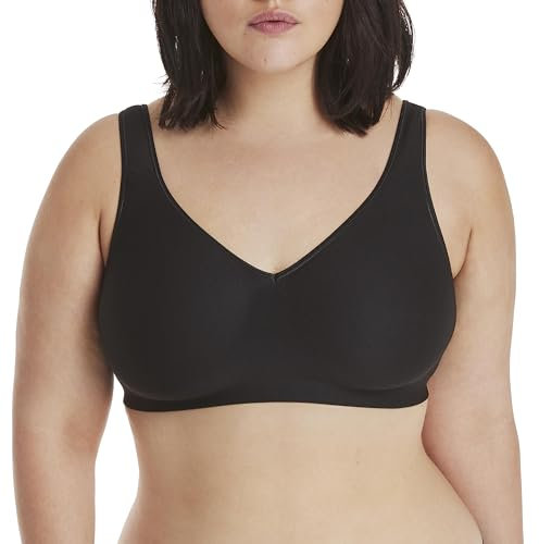 Hanes Women's Wireless Cooling, Seamless Smooth Comfort Wirefree T-Shirt Bra, Black, XXL