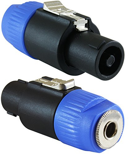 GLS Audio Speaker Plug Adapter 1/4 to Twist Lock 4 Pole & 2 Pole - Compatible with Neutrik Speakon NA4LJ, NA4LJX, NL4MP, NL4MPR, NL4FC, NL4FX, NL4 & NL2 Series, NL2FC, Speak-On - 2 Pack