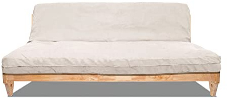 Futon On Line Schlafsofa Zúrich, Natürliche, Bezug Rohweiss, 200 x 140 cm.